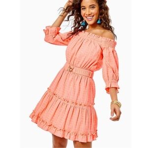 NEW Lilly Pulitzer Louisa Dress Coral Pink Women’s Dress with Belt - Small